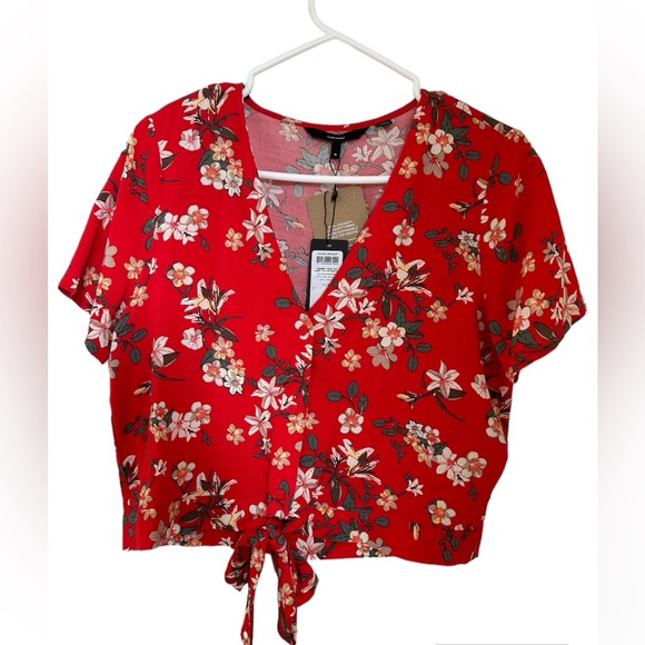 Simply Easy Floral-Print Tie-Front Top - Picture 1 of 11